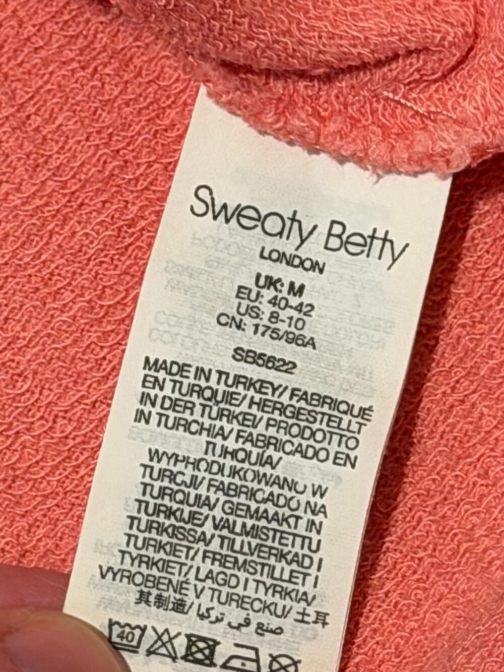 Sweaty Betty Pink French Terry Sweatshirt Thumb Holes M - Picture 10 of 11